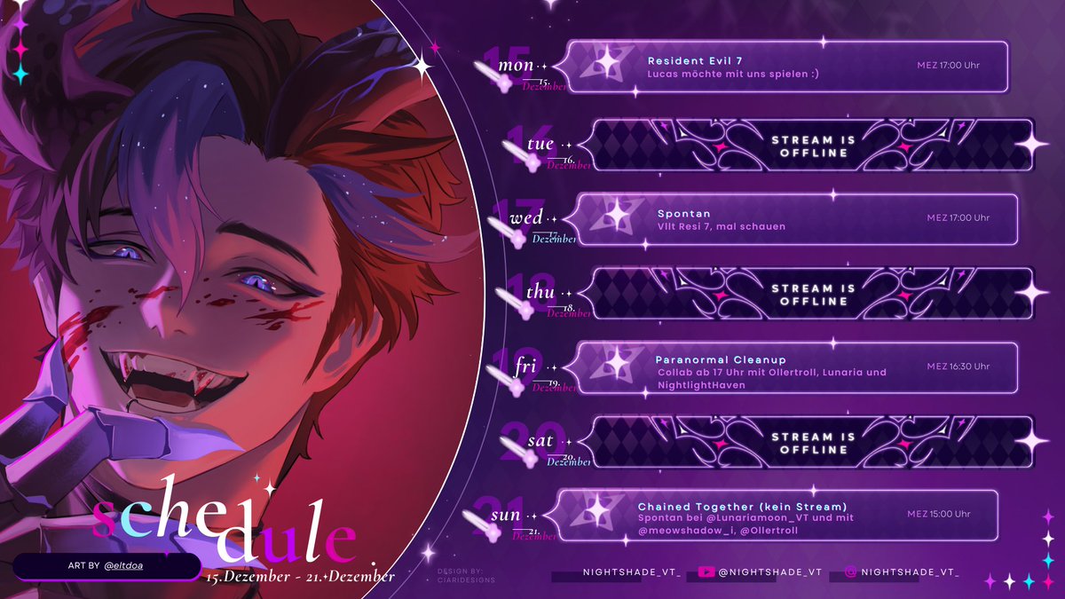 Nächste Woche geht wie gewohnt mit Resi 7 weiter und am Wochenende gibts etwas Collab action! BIN HYPED😎💙

#GERVtuber #streamplan