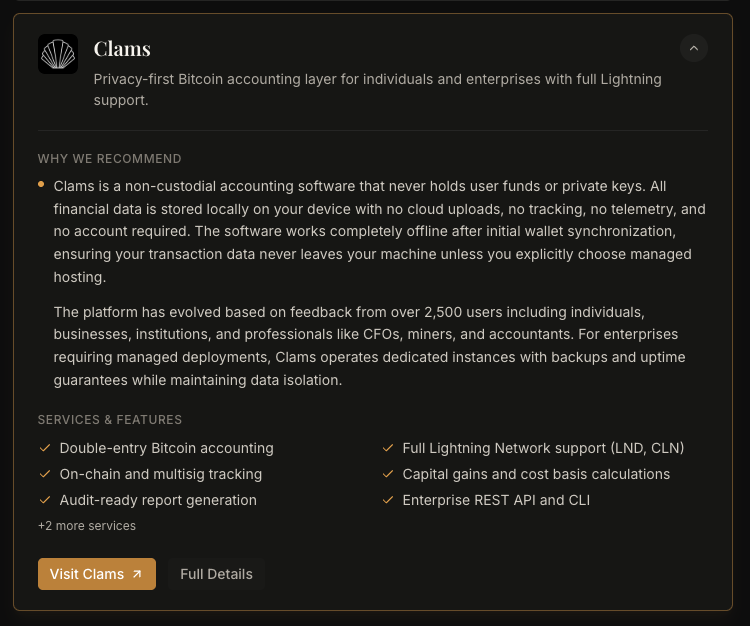 Very cool resource here from <a href="/TFTC21/">TFTC</a>  

Honored to be included among a bunch of great Bitcoin products. Check it out!