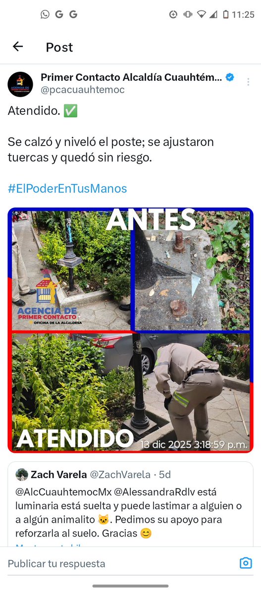 Mis respetos <a href="/AlessandraRdlv/">Alessandra Rojo de la Vega</a> <a href="/pcacuauhtemoc/">Primer Contacto Alcaldía Cuauhtémoc</a> y <a href="/AlcCuauhtemocMx/">Alcaldía Cuauhtémoc</a> por su gran labor y eficiencia!!!