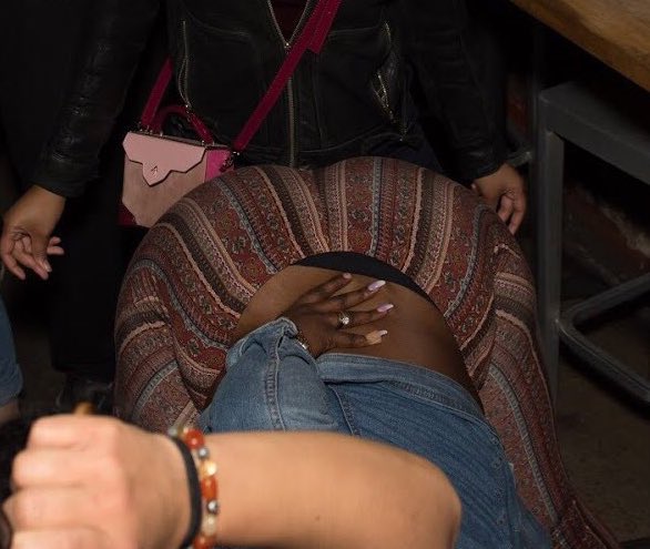 thedigitaldash_'s tweet image. i was telling my friends last night i completely lost the skillset of shaking my ass and i haven’t really twerked since college. i found this picture from a party in 2019 to show them. pantyline showing, hand supporting back, a missing nail and a broken nail lmfao it’s ridiculous