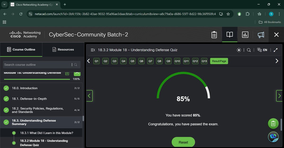 d_pcode's tweet image. Today I finished modules 18, 19, and 20 of the Cisco CyberOps Associate Course. I learnt about defense-in-depth strategy, security policies, regulations and standards, access control concepts, and, finally, threat intelligence information sources and services. @cyberjeremiah
