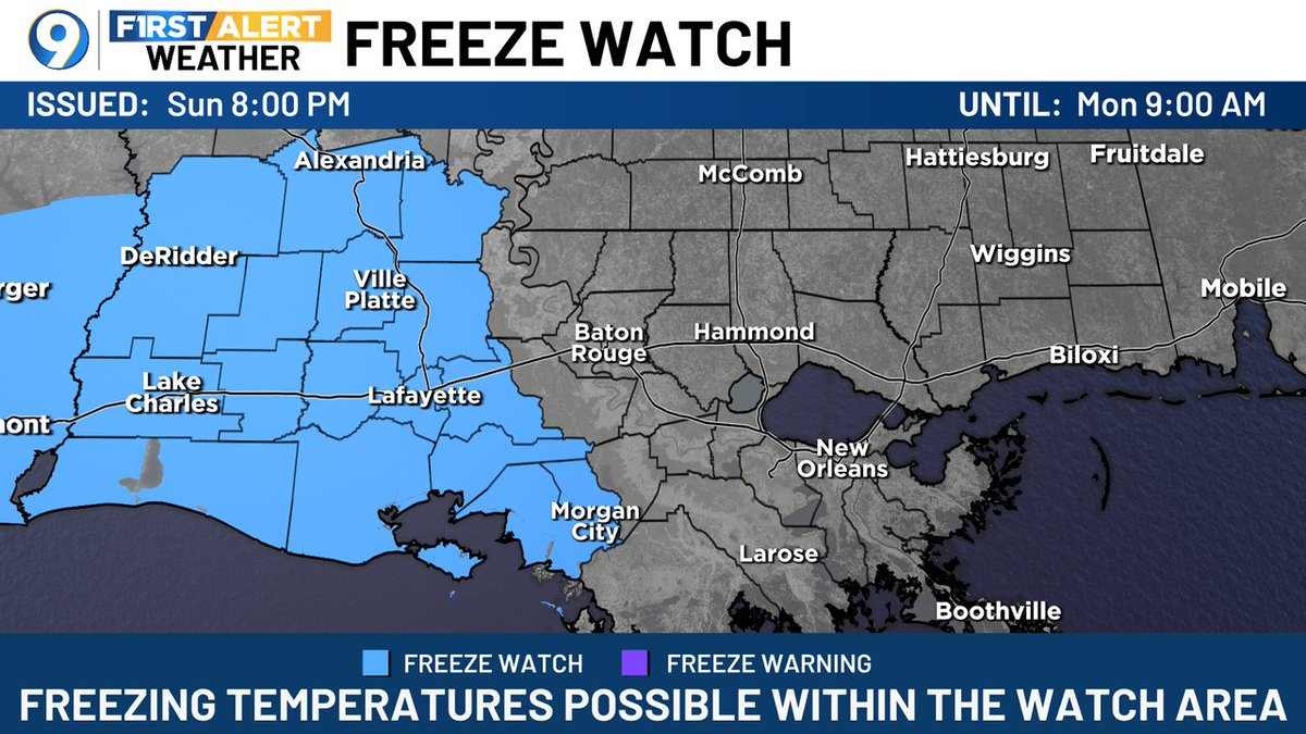 A Freeze Watch has been issued until Dec 15, 2025 9:00AM #lawx #mswx