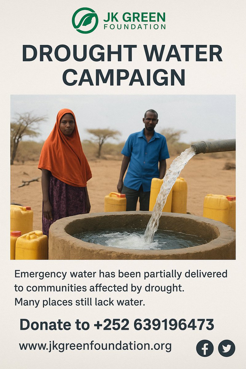 JKGreenFdn's tweet photo. Abaartu weli way taagan tahay. Please donate every little bit helps 🙏🏼

#DroughtResponse #WaterIsLife #JKGreenFoundation
#NortheastState #GurmadAbaareed #ClimateAction https://t.co/V47IlNqIcq