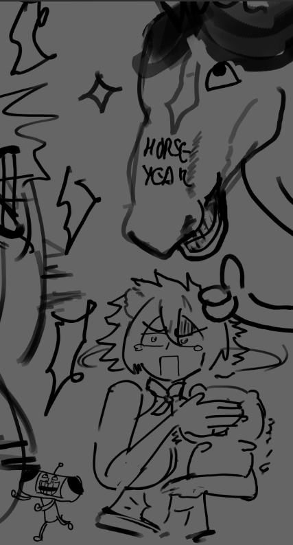 duk3d0k3's tweet photo. quick hate doodle I did because one of my friend piss me off so much so I drew them with horse activity thanks god she's not a vtuber guys! 
btw I love katamari!!!!! https://t.co/pnby6OYa3k