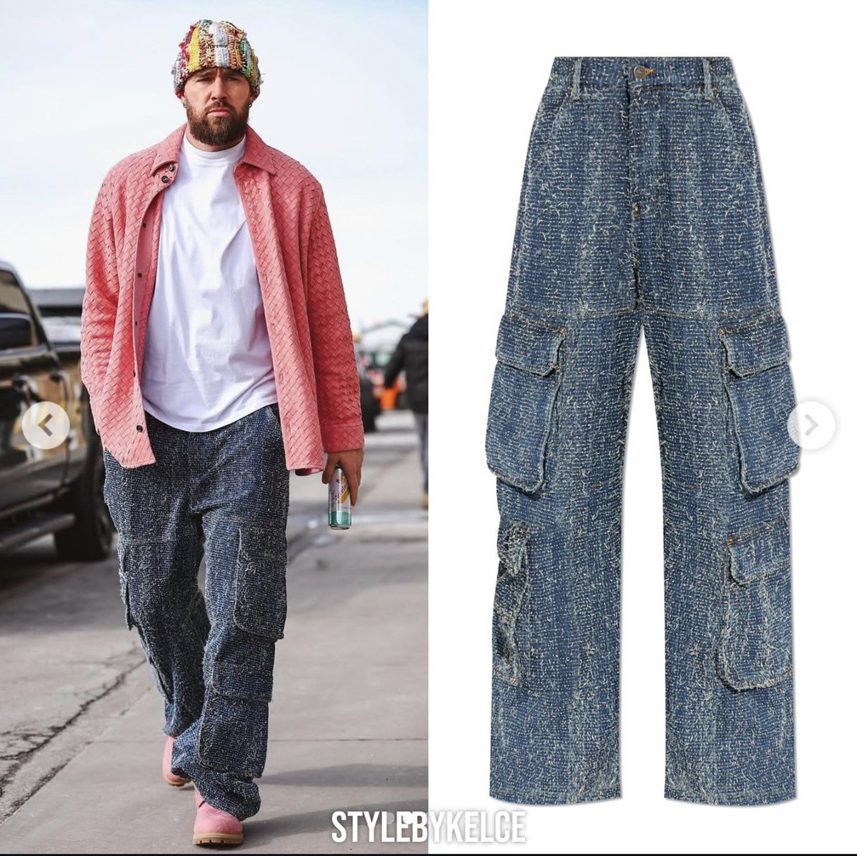 Trav wearing:
AMIRI Plaid Wool Blend Tweed Overshirt. Jeans look similar to the Diesel 1996 D-Sire worn in January. Possibly diff color/wash, fit, etc. 
#ProBowlVote + <a href="/tkelce/">Travis Kelce</a> 
#WPMOYChallenge + <a href="/tkelce/">Travis Kelce</a>