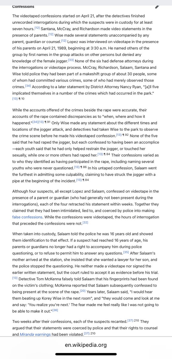CEBKCEBKCEBK's tweet image. The Central Park 5 were caught beating strangers nearly to death with pipes right when &amp;amp; where a female jogger was beaten nearly to death with pipes &amp;amp; gangraped. They confessed, &amp;amp; got 5-10 behind bars each, &amp;amp; then got ~$10 million each bc a serial killer also separately confessed…