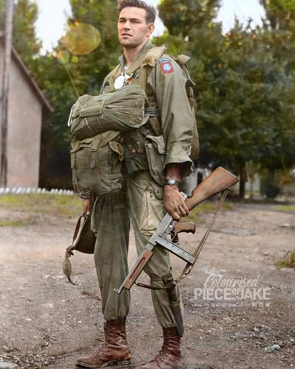 🇺🇸 Harry Hudec enlisted in the Army on October 24, 1942 at the age of 20. He served with the 82nd Airborne Division, 508th Parachute Infantry Regiment, Headquarters Company. 

Hudec jumped into Normandy on D-Day around 1:30 AM and fought on Hill 30 between Chef du Pont and