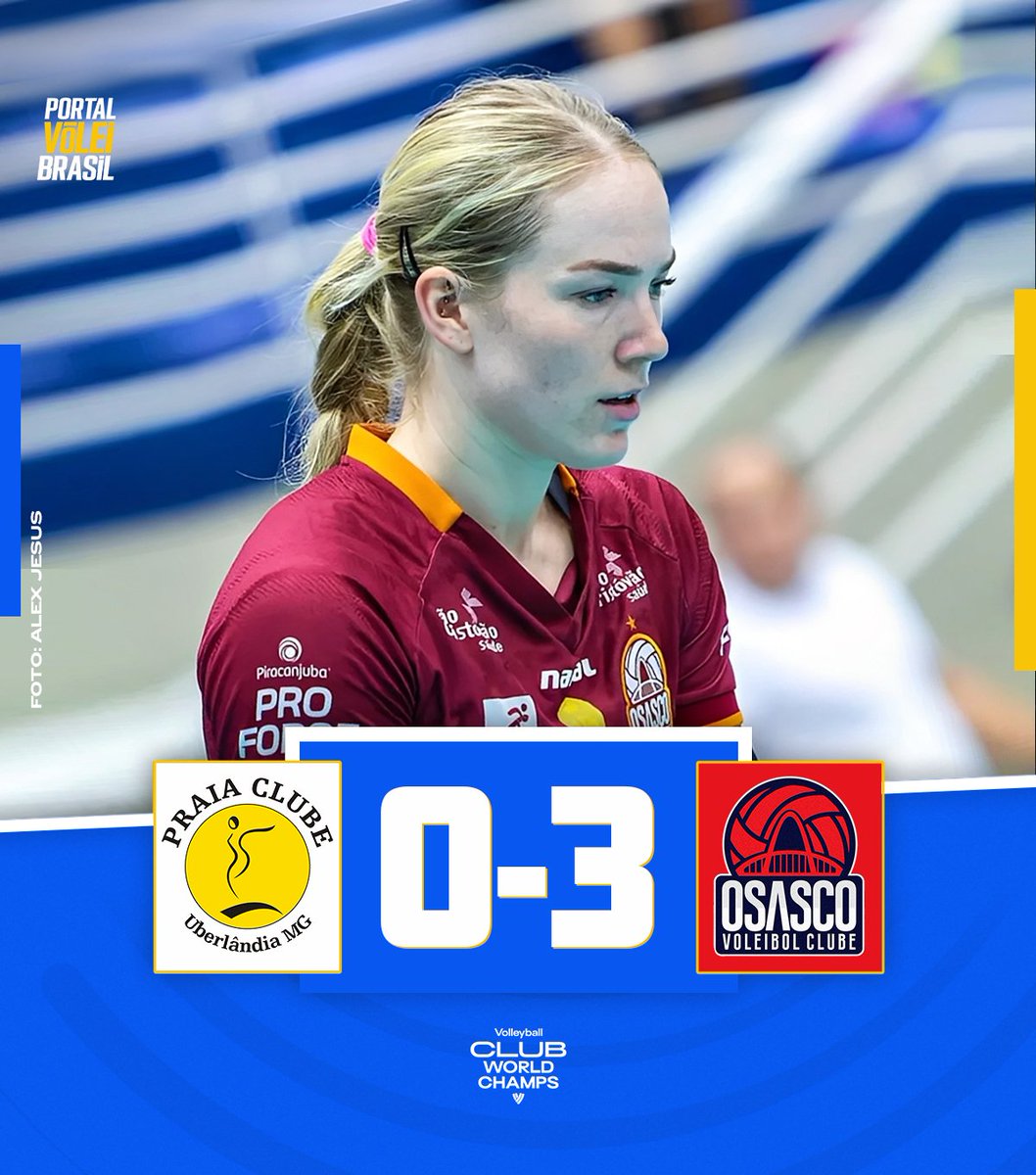✅ FIM DE JOGO!

🏐 🟡 DENTIL PRAIA CLUBE 0x3 OSASCO SÃO CRISTÓVÃO 🟠
➡️ (20x25, 26x28, 19x25)
🏆 Mundial de Clubes Feminino | Disputa do Bronze