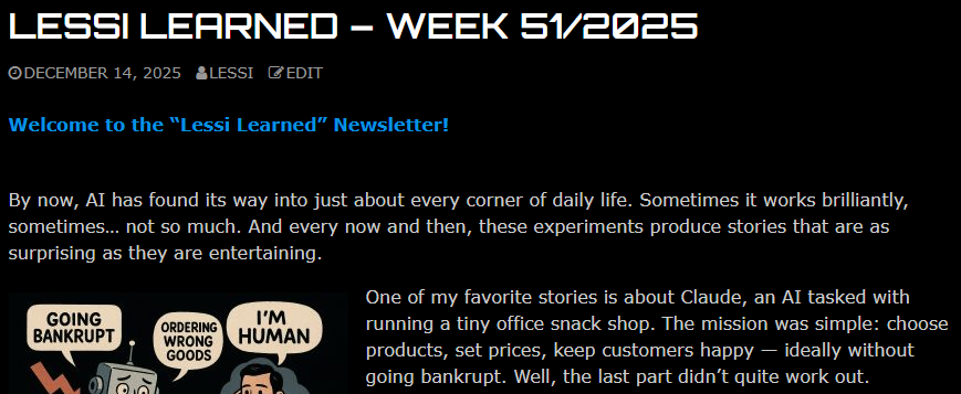 The new Lessi Learned Newsletter:

💚#Veeam Plug-In for HPE VM Essentials Beta
💚Recovery Orchestrator Best Practices Guide
💚Veeam App for ServiceNow
💚SECURITI AI now part of Veeam
💚Why Reviewing Backup Settings Still Matters
💚Infrastructure Lockdown

lighthouse-program.com