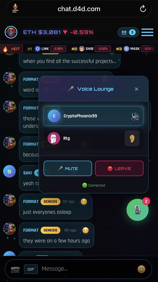 CUfrens's tweet image. 🔥 Live crypto conversations. Real voices. No noise.
Join the Crypto Underground chat where projects are dissected before the crowd catches on.
🎙️ Voice Lounge • 💬 Live Chat • 🧠 Signal over hype
👉 chat.d4d.com(public chat)
#Crypto #Web3 #ETH #Alpha