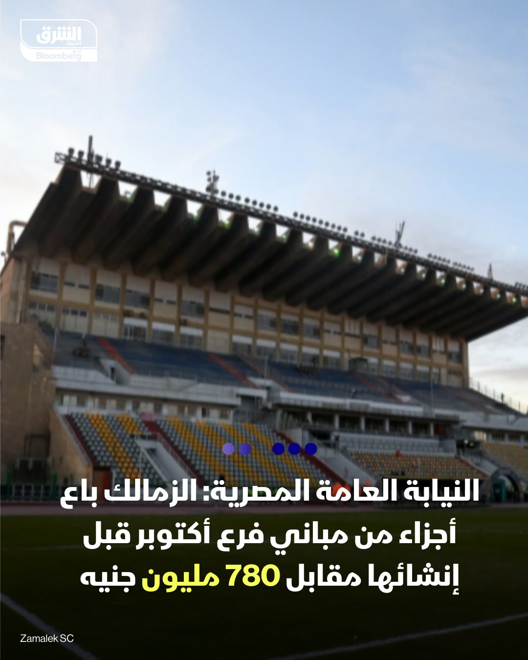 النيابة العامة المصرية: الزمالك باع أجزاء من مباني فرع أكتوبر قبل إنشائها مقابل 780 مليون جنيه. النيابة العامة في مصر، أصدرت بياناً حول ملابسات سحب أرض فرع نادي الزمالك بمدينة السادس من أكتوبر، قالت فيه إن النادي باع أجزاء من المباني قبل إنشائها إلى جهات رسمية تعد أموالها من الأموال العامة، ويعد نشاطها بعيداً عن النشاط الرياضي مقابل 780 مليون جنيه. قالت النيابة إن ذلك حدث قبل صدور موافقة الرئاسة أو صدور تراخيص بالإنشاءات من قبل هيئة المجتمعات العمرانية الجديدة، رداً على طلب النادي بزيادة مساحة المباني ومد فترة التنفيذ لأربعة أعوام. التحقيقات جارية، بحسب النيابة، لفحص ما آلت إليه هذه المبالغ، وهو ما يشكل شبهة إهدار للمال العام، مع ندب لجنة من خبراء إدارة الكسب غير المشروع والأموال العامة لفحص هذه الوقائع بشكل دقيق وشامل، وأكدت أنها ستعلن 