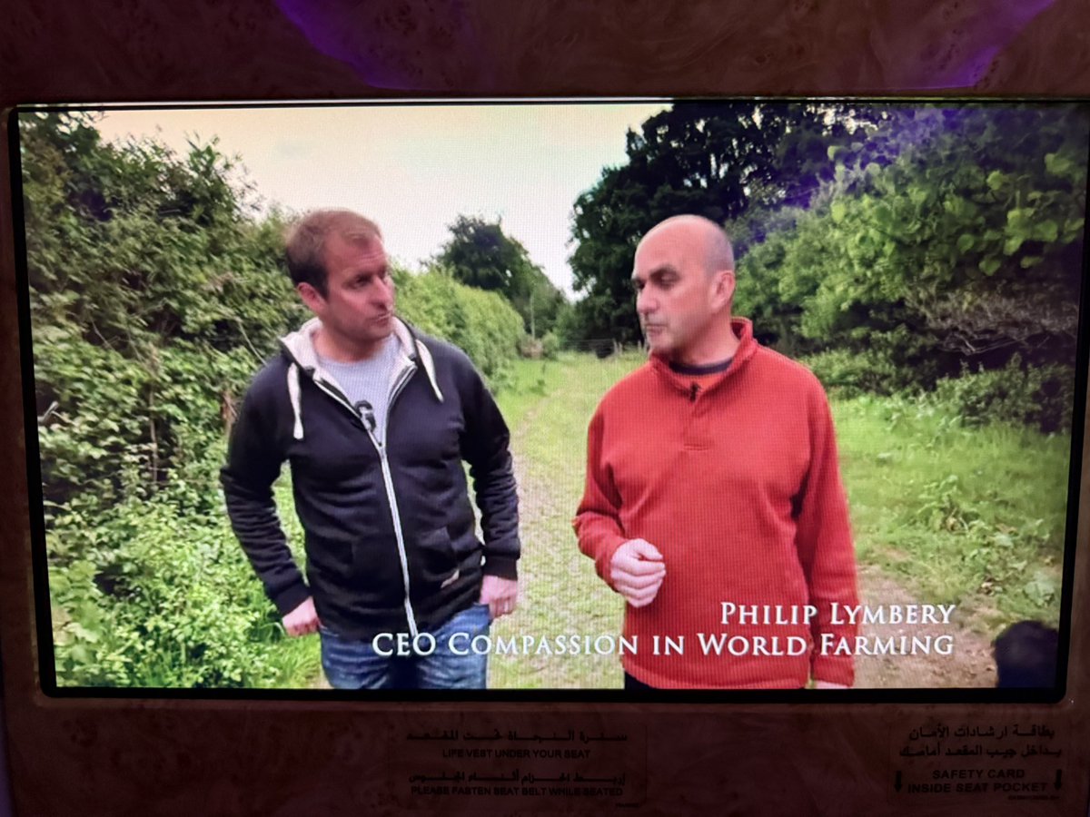 Great to hear from a friend travelling on <a href="/emirates/">Emirates</a> to Dubai that they watched ’Food For Thought’ <a href="/Food4ThoughtDoc/">Food For Thought 🌱</a> 
The great eye-opening documentary on the sentience of animals &amp; cruelty in our #foodsystems, made by  <a href="/GilesAlderson/">Giles Alderson</a> &amp; <a href="/dan710ths/">Dan Richardson</a> 
Delighted to also be involved