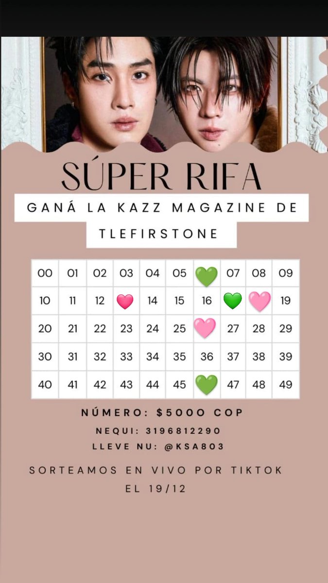 tlefirstonecol's tweet image. SORTEO KAZZ MAGAZINE 

— Hola! Somos Tlefirstone Col y desde el staff queremos invitarlxs a participar en este lindo proyecto para una pantalla LED en Tailandia para el concierto de los chicos,la boleta vale 5K pesos ¡Esperamos su apoyo! 
#TLE_mtm #firstone #เติ้ลเฟิร์สวัน
