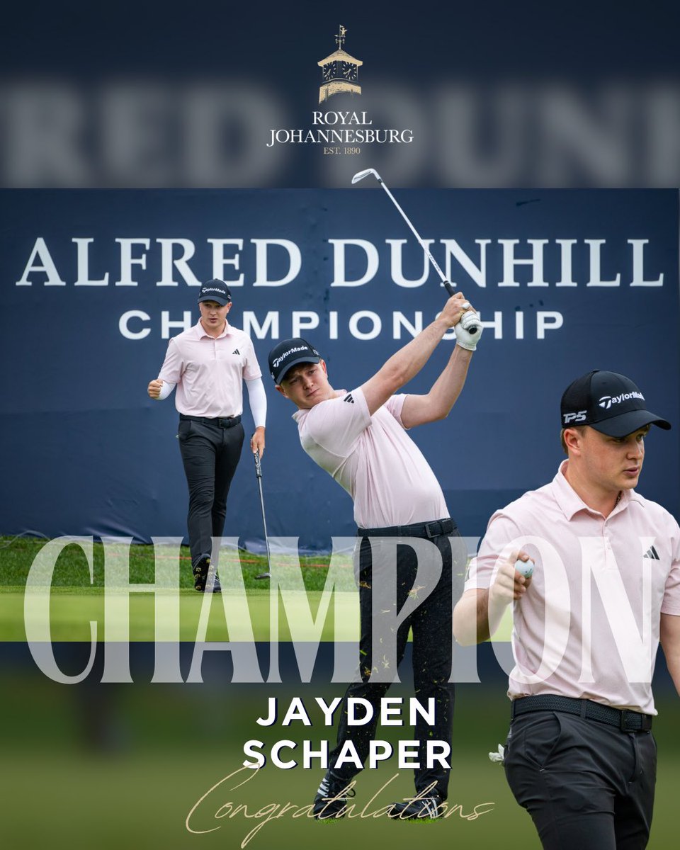 Royal_JHB_Golf's tweet photo. βAn honour for our Club to host this magnificent event, which showcased the very best of menβs golf β- with @dpworldtour @sunshinetourgolf @dunhilllinks @sailgroupltd #Flooid
Congratulations to Jayden Schaper @schaper15 ! The 2025 Alfred Dunhill Championship CHAMPION. π https://t.co/nJdAjoZPKJ
