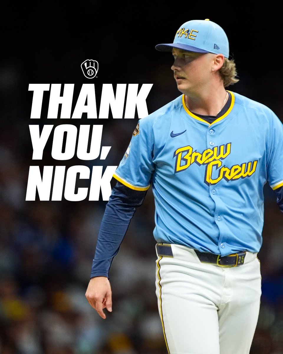 Brewers's tweet photo. For all your contributions to two division titles…thank you, Nick https://t.co/OwWUI0tCF0