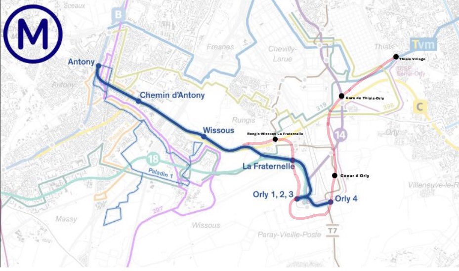 L’ex OrlyVal sera la première ligne de Val d’île de France accessible en navigo la région compté prolonger la ligne jusqu’à la Gare de Thiais Orly une seconde au centre commercial Thiais Village et d’Antony vers Vélizy 2 Châtenay-Malabry peuvent être une bonne alternative