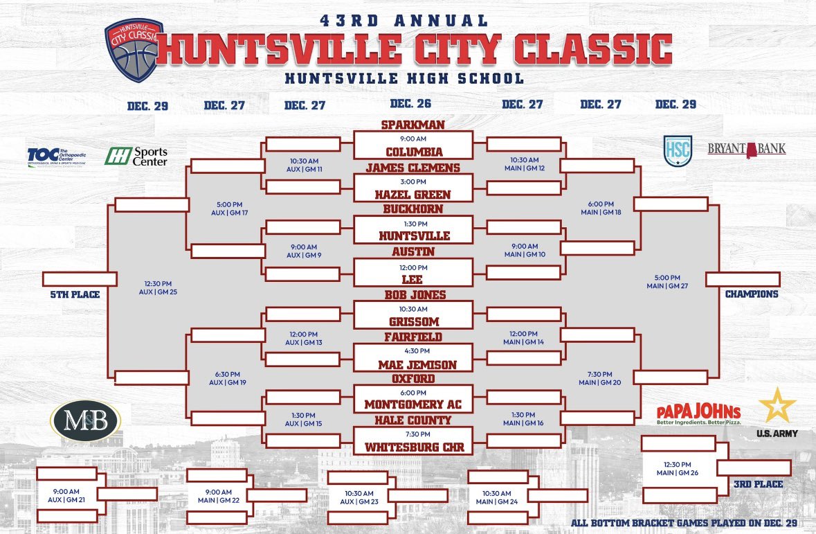 HuntsvilleMBB's tweet photo. Free 🎟️ anyone? Two all-session passes to the Huntsville City Classic-hosted by Huntsville High School on Dec. 26, 27, &amp; 29. We will even throw in some free🍿

👉Head over to Instagram for directions!

🎁 Bonus: Follow &amp; retweet our giveaway post on X for an extra entry! https://t.co/0zKCI95RmS