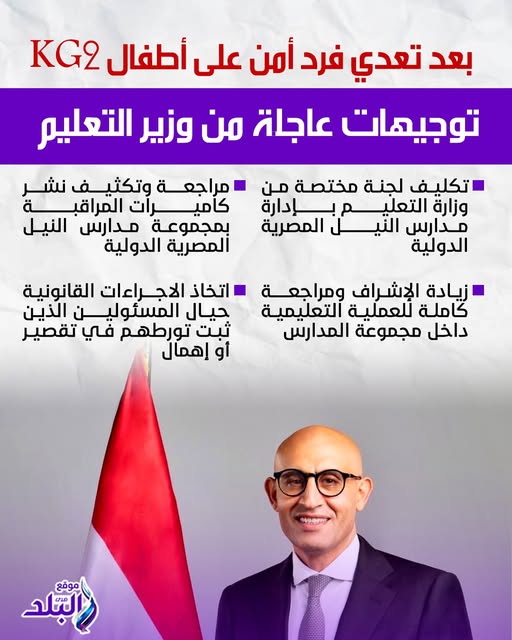 عاجل.. بعد تعـ ـدي فرد أمن على أطـ ـفال KG2 .. توجيهات عاجلة من وزير التعليم. التفاصيل 