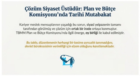Kariyer meslek mensuplarının yaşadığı bu sorun, siyasi yelpazenin tamamı tarafından görülmüş ve çözüm için ortak bir irade ortaya konmuştur. TBMM Plan ve Bütçe Komisyonu’nda ilgili önerge, oy birliği ile kabul edilmiştir.
#imtiyazdeğilliyakat