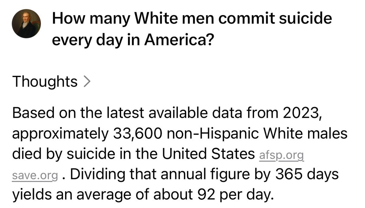 About 92 White guys kill themselves every day in America, but the Jewish media never tells you this because it’s part of the plan…

When 11 Jews get whacked from either a deranged Muslim or Mossad false flag operation, it’s nonstop propaganda…