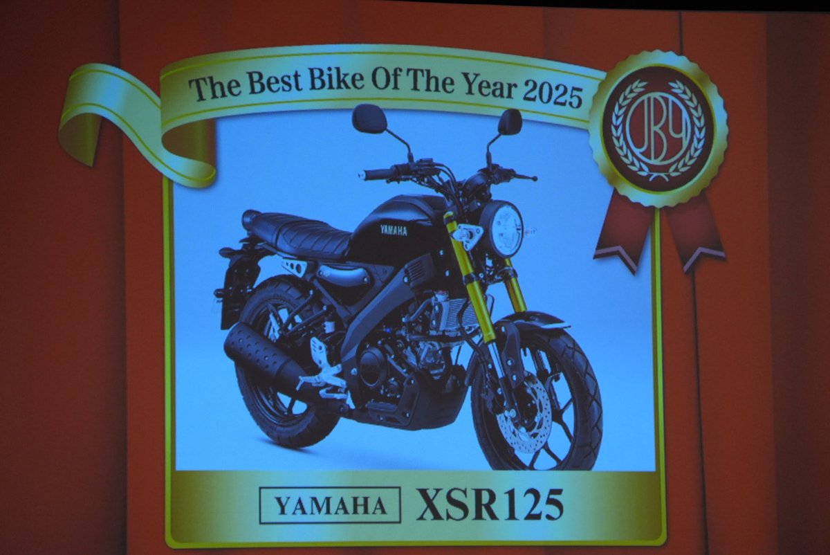 marachan1go's tweet photo. ㊗️ベストバイクオブザイヤー2025（BOTY2025）
今年、第8回目となる日本バイクオフザイヤーで見事に総合1位を獲得したのはヤマハXSR125でした。 https://t.co/LcM3Gsu68o