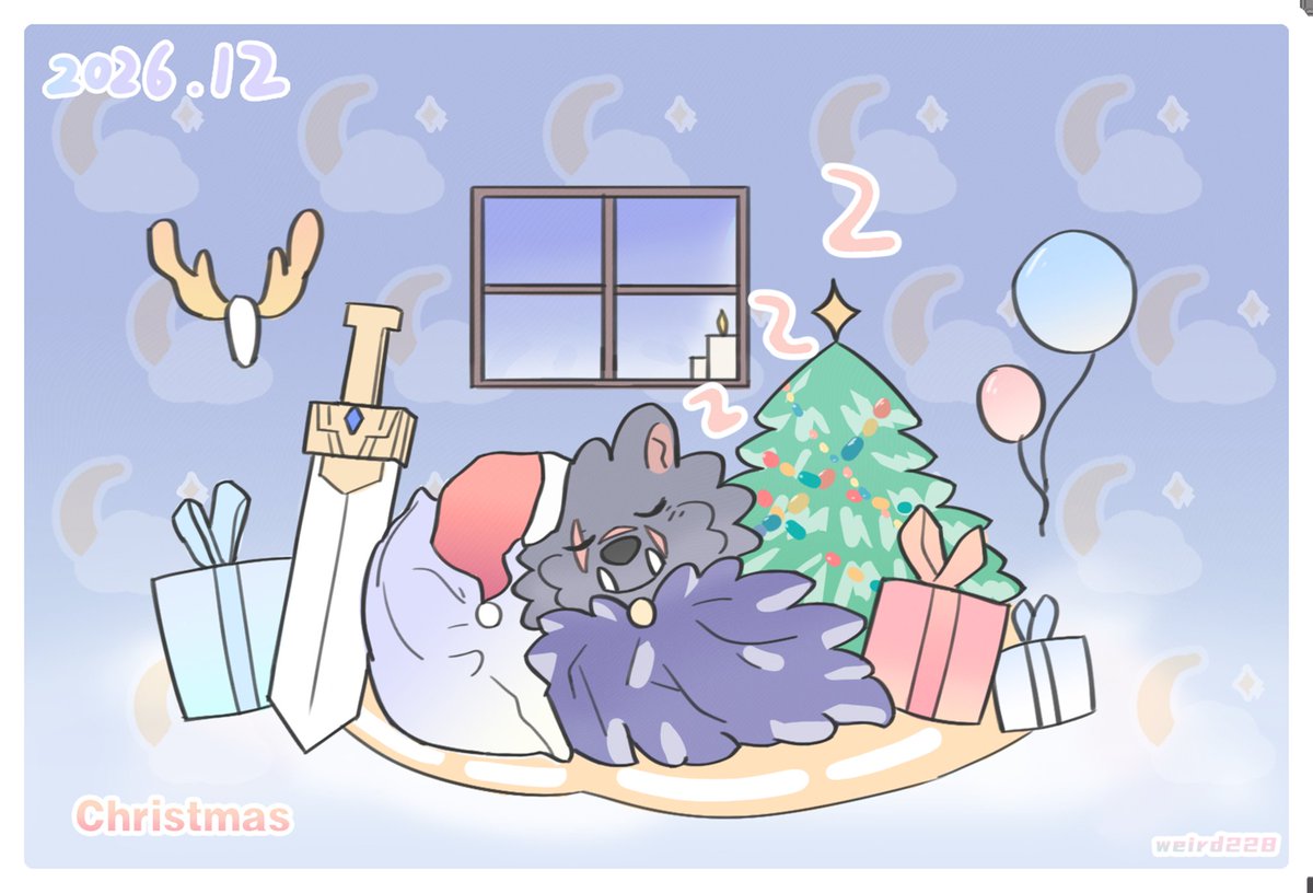 weird228_'s tweet image. 送给金主赞助的回馈，指定角色布莱泽的摸鱼绘画
这次是圣诞节版本！
A casual illustration of Blaze for Christmas, created as a token of appreciation for the sponsor.
This time, I drew an adorable Blaze in a Christmas theme!
#furry #furryartwork #wolf #blaidd