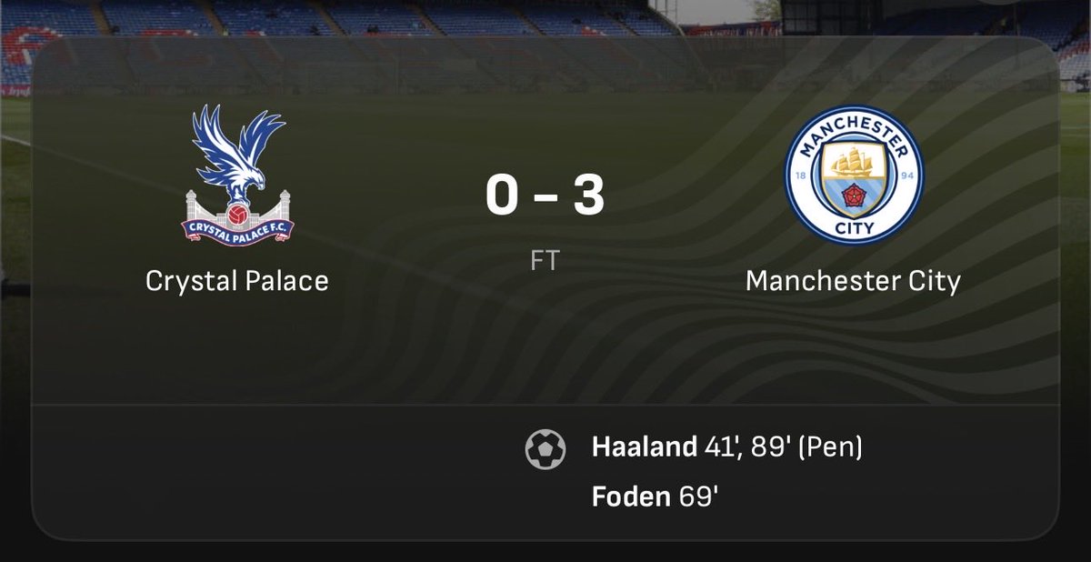 WEFOOTBALL777's tweet photo. 2025-26 PREMIER LEAGUE MATCHWEEK 16
Sun 14 Dec 14:00 UKT - Crystal Palace vs Man City full-time results
#wefootball777 #football #premierleague #matchweek16 #crystalpalacefc #mcfc https://t.co/e9Y3r34xbF