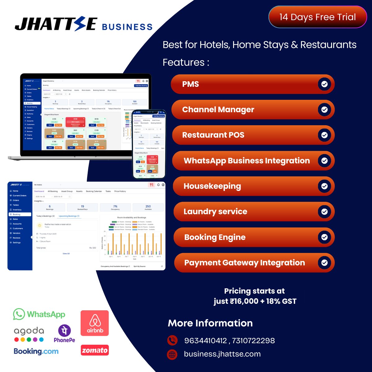 jhattse's tweet photo. Tired of juggling multiple systems to manage your hotel? 🤯
Upgrade to Jhattse Business, the comprehensive solution built to simplify everything:
✅ PMS &amp; Front Desk
✅ Real-Time Channel Manager
✅ Restaurant POS
✅ WhatsApp Integration
✅ Direct Booking Engine https://t.co/k0yx3WgsXI