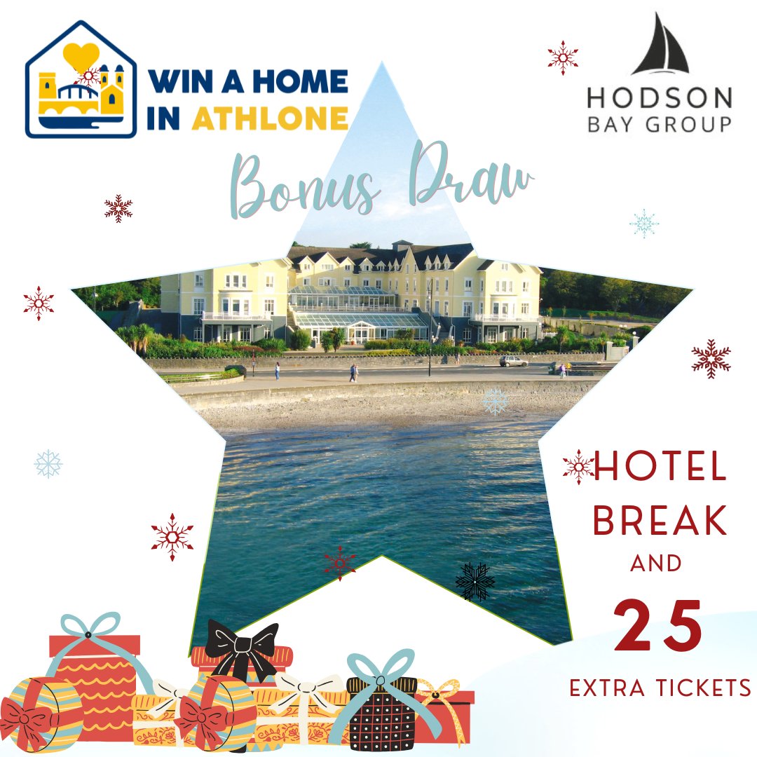 clubrossie's tweet photo. Everyone who has bought a Win a Home in Athlone ticket before midnight will be in with a chance of winning a hotel break at their choice of @Hodsonbayhotel property in Dublin, Galway or Athlone and 25 extra tickets. Get yours now at https://t.co/RJ6XHtMeW9 https://t.co/2HBsfn4WoL