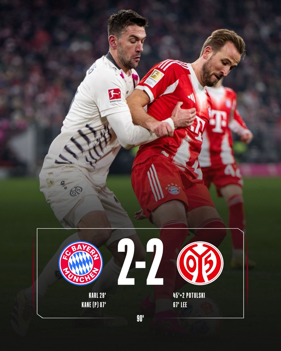 FCBayern's tweet photo. Remis im letzten Heimspiel des Jahres. ⚖️

♦️ #FCBM05 | 2-2 | 90’+8 ♦️ https://t.co/pKwFqxXCq1