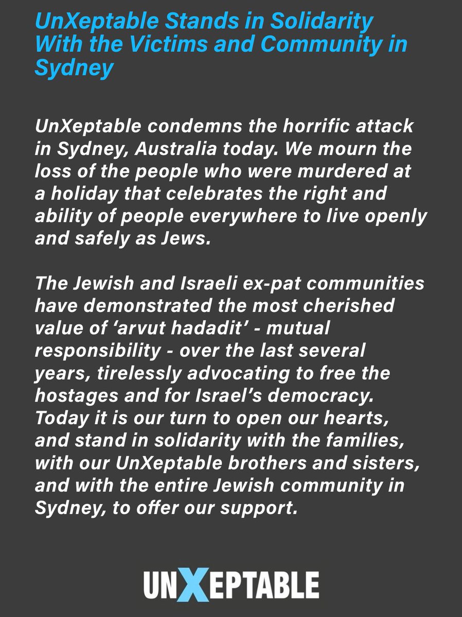 UnxeptableD's tweet photo. 🕯️UnXeptable Stands in Solidarity With the Victims and Community in Sydney 🇮🇱 https://t.co/YQopQEPDoC