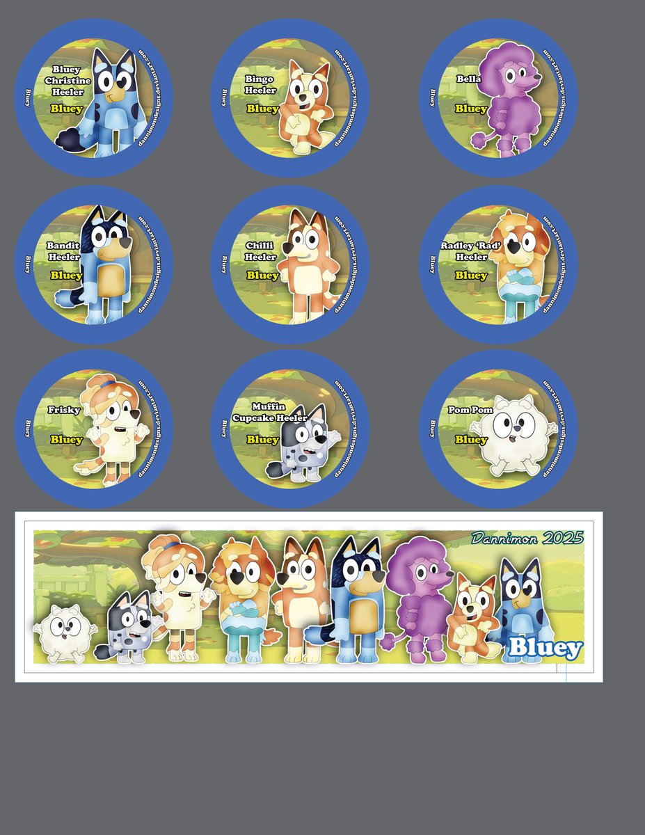ArtofDanni's tweet photo. A Bookmark and Button set Featuring the Characters from Bluey, coming soon to my online store and to all the anime cons I vend at. #Bluey #dannimondesigns #conaltdelete #artmoots https://t.co/bxjdwrWddO