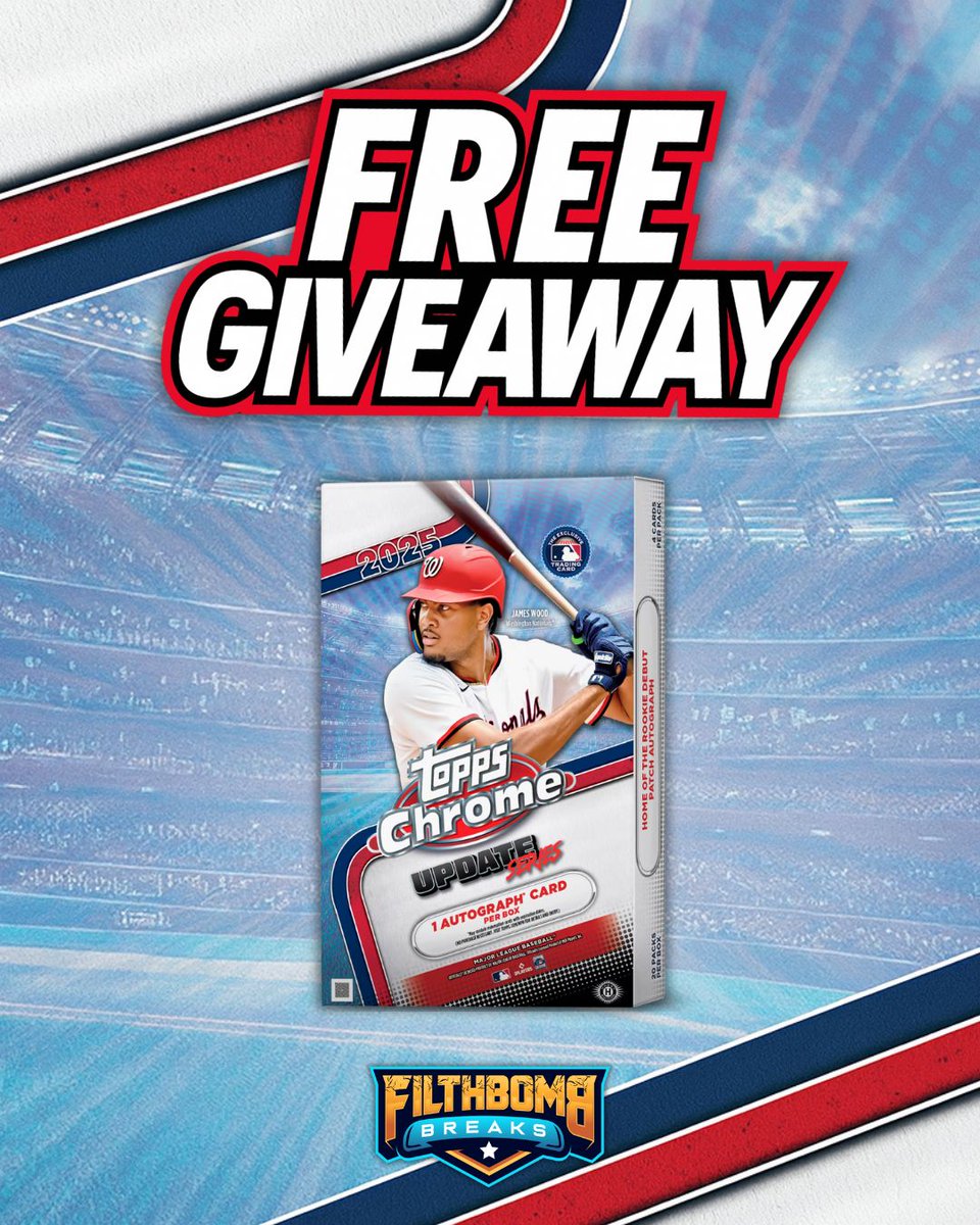 🚨 GIVEAWAY 🚨

I want YOU to pull a 2025 <a href="/Topps/">Topps</a> Chrome Update MLB Debut Patch, so I’m giving away a FREE HOBBY BOX!

How to Enter:
1⃣ LIKE this post
2⃣FOLLOW me and <a href="/filthbombbreaks/">Filthbomb Breaks</a>

Winner will be announced in 10 days on Christmas Eve!
Good luck! 🎅
