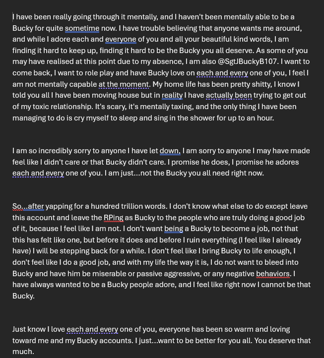 //Alright, so I would like to preface this with a gigantic apology to everyone who follows me. 🩶🩶

I love you all, and I am so sorry 🩶