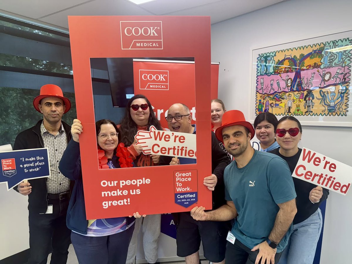 CookMedical's tweet image. We're proud to be recognized by employees around the globe for our efforts in improving work culture, employee support, and for the pride they feel when making a difference for patients every day 👏 

#cookaustralia #cookmedical #global #employeesupport
