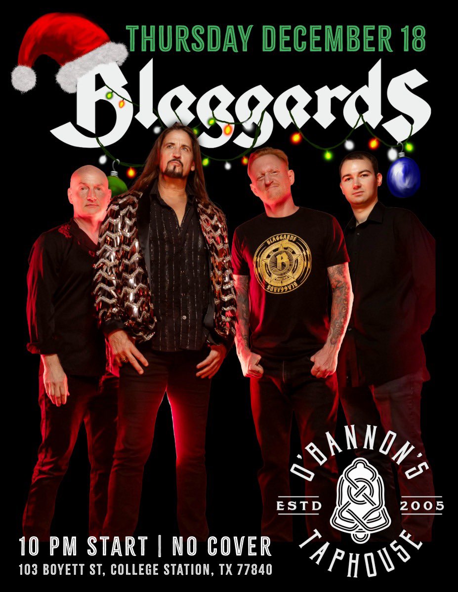 THURSDAY in College Station! O’Bannon’s Taphouse, 10 PM start… no cover.