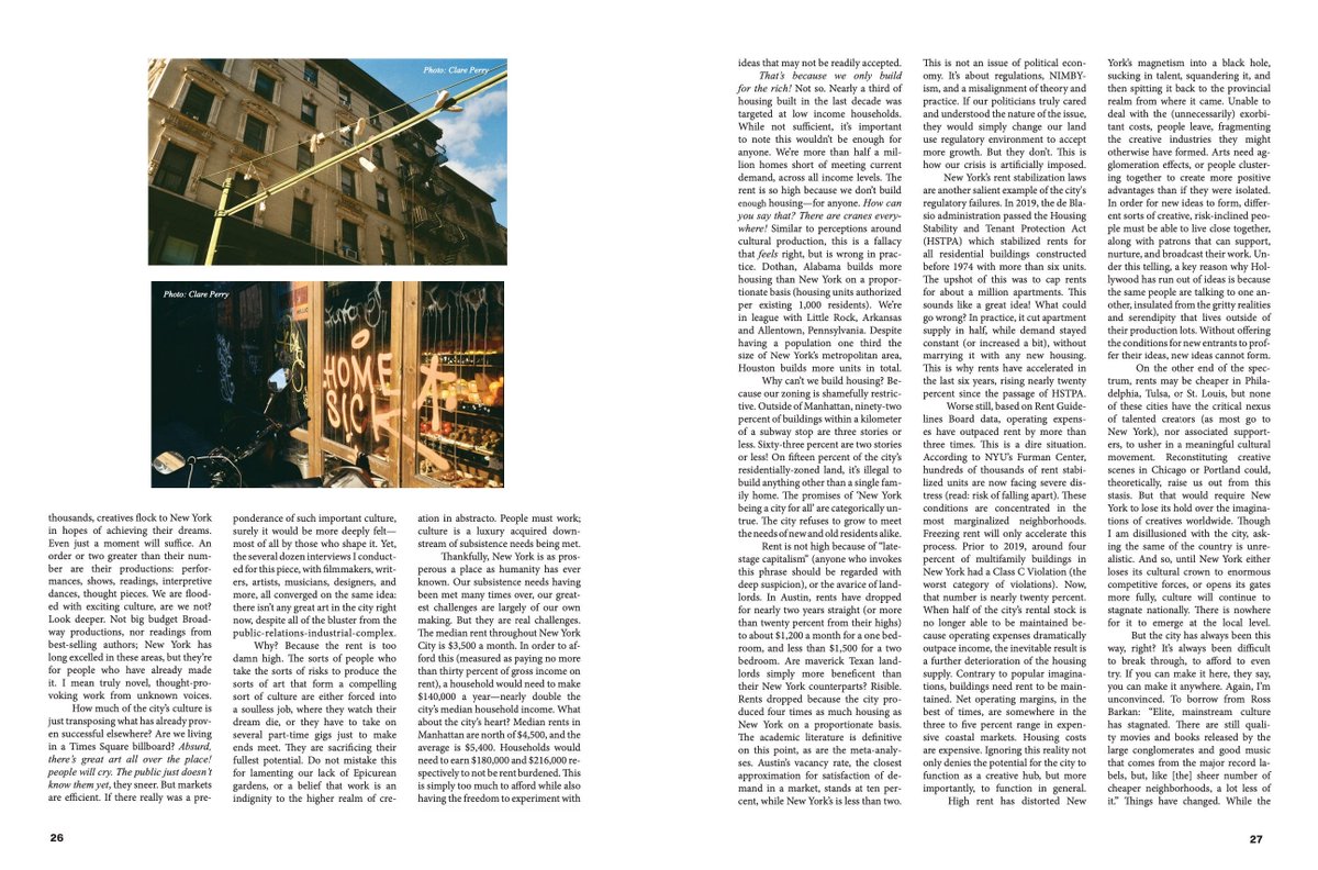 How New York Killed Culture
And What We Can Do To Save It

A: Build More Housing

Didn't realize it was <a href="/Cobylefko/">Coby</a> until after I finished and was very confused on the depth of housing/city planning knowledge. Great piece.

magazinenongrata.substack.com/p/how-new-york…