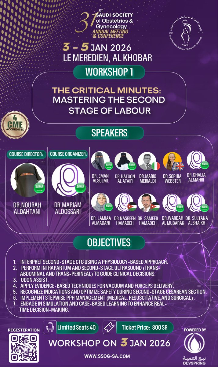 Join us for an intensive hands-on workshop:
The Critical Minutes: Mastering the Second Stage of Labour

✔️ Second-stage CTG (physiology-based)
✔️ Intrapartum &amp; trans-perineal ultrasound
✔️ Vacuum, forceps &amp; Odon Assist
✔️ Second-stage CS safety
✔️ Stepwise PPH management &amp;