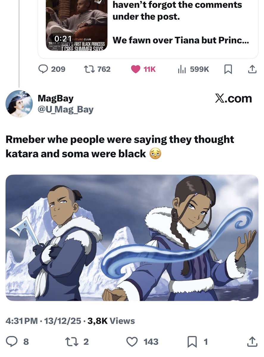 Zia_NGBB's tweet photo. it reminds of me of when some ppl were claiming michiko and katara to be black african characters when they are obviously native american coded #kida #featurism #texturism #nativeerasure https://t.co/96h8lKdUJ7