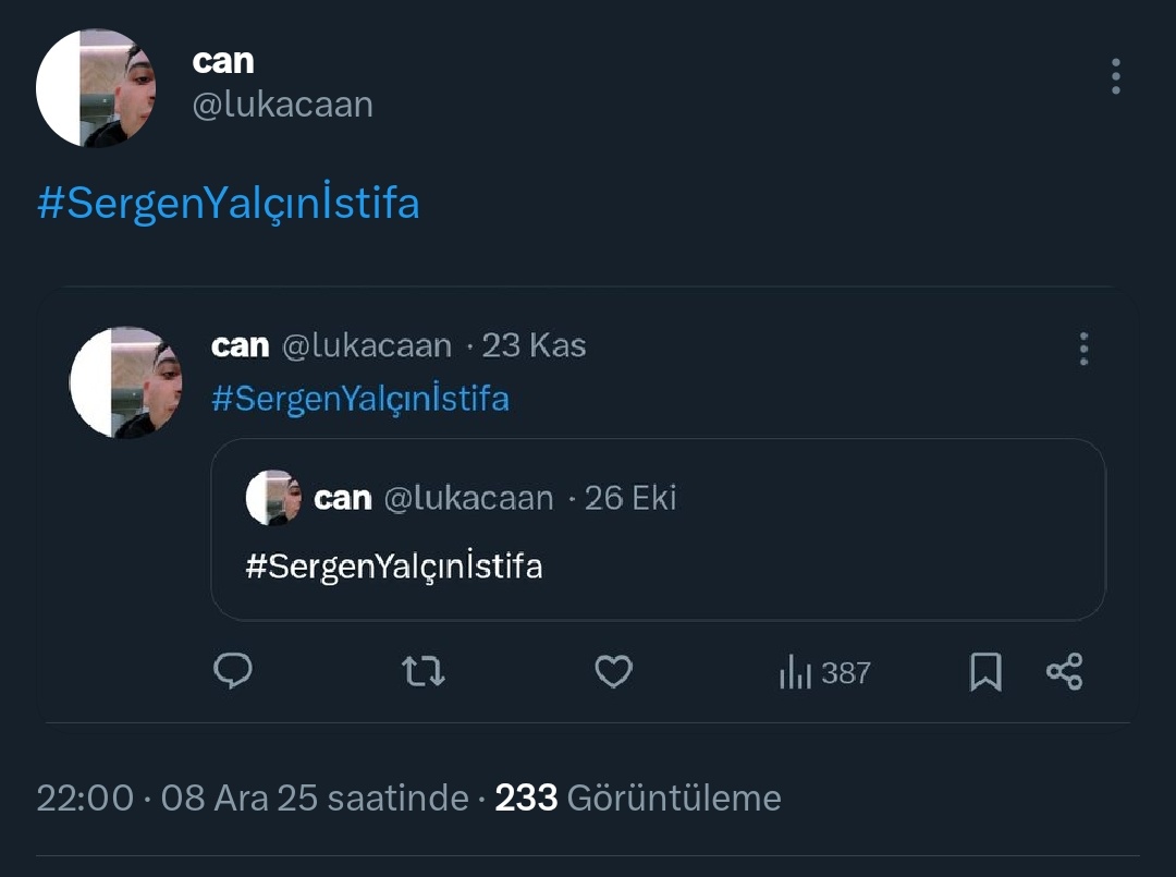 #SergenYalçınİstifa