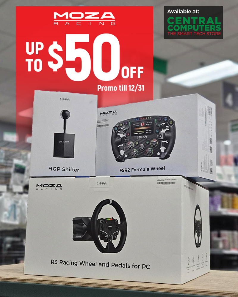 centralcomputer's tweet photo. Shift into your next gear with up to $50 discounts on MOZA Racing products at Central Computers until 12/31.
🔥 Shop Now 🔥
https://t.co/LZ940wzMQP
#simracing #moza #mozaracing #gtr #jdm #techdeals #centralcomputers #pcgaming https://t.co/HShjybYB9d