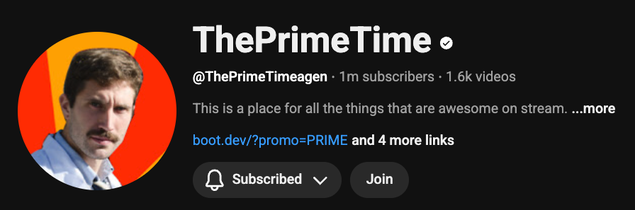 papa @ThePrimeagen l'a fait ! 🤩
Félicitations pour avoir atteint le million d'abonnés, papa ! Tu le mérites ! Je suis