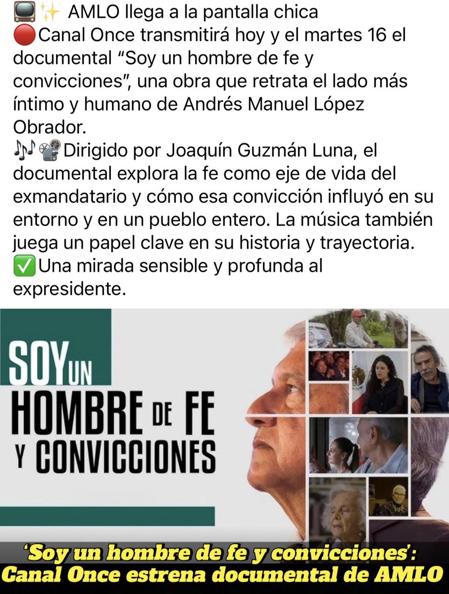 luisrodacot's tweet image. Ahora AMLO reaparece en la pantalla chica para el ardor de muchos como de costumbre 🤭
Hoy y el martes 16, canal 11.
“Soy un hombre de fe y convicciones”
Ardan 🔥