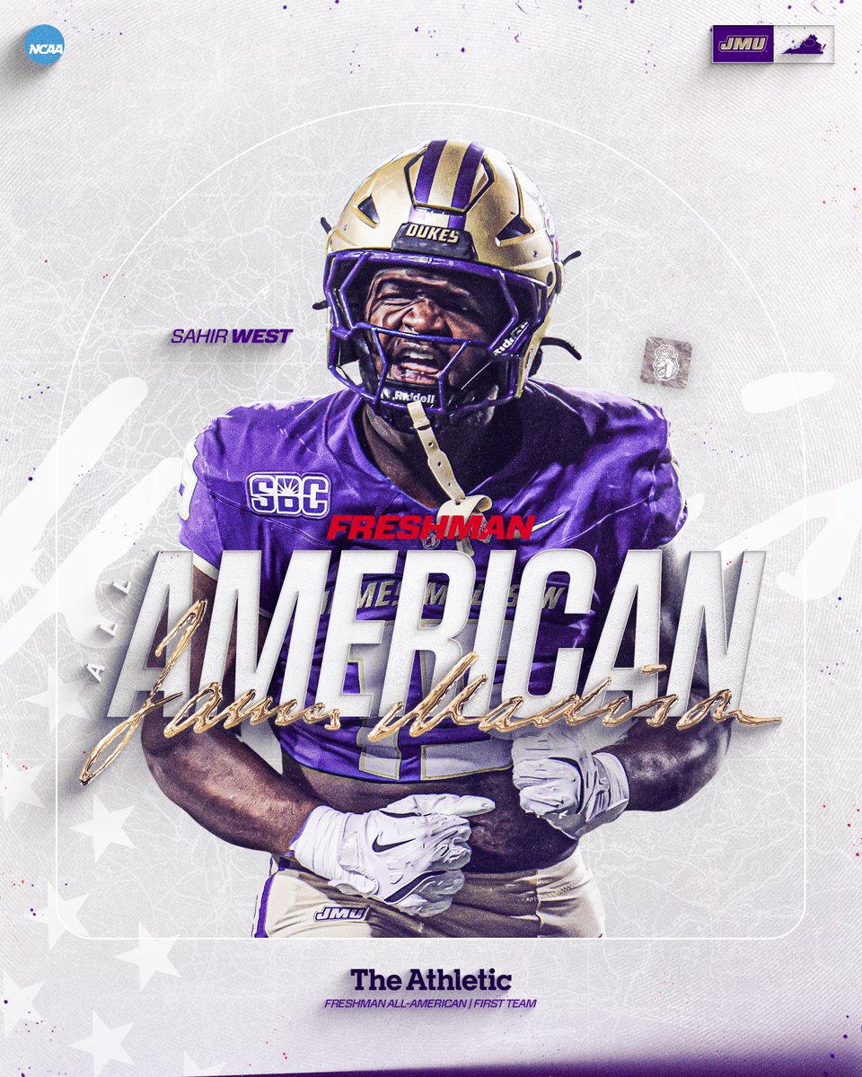 JMUFootball's tweet image. 𝐅𝐫𝐞𝐬𝐡𝐦𝐚𝐧 𝐀𝐥𝐥-𝐀𝐦𝐞𝐫𝐢𝐜𝐚𝐧.

Sahir West is amongst the best young talent in the nation, as he was voted First Team Freshman All-American by the Athletic.

📰 tinyurl.com/2bwh98xm

#GoDukes