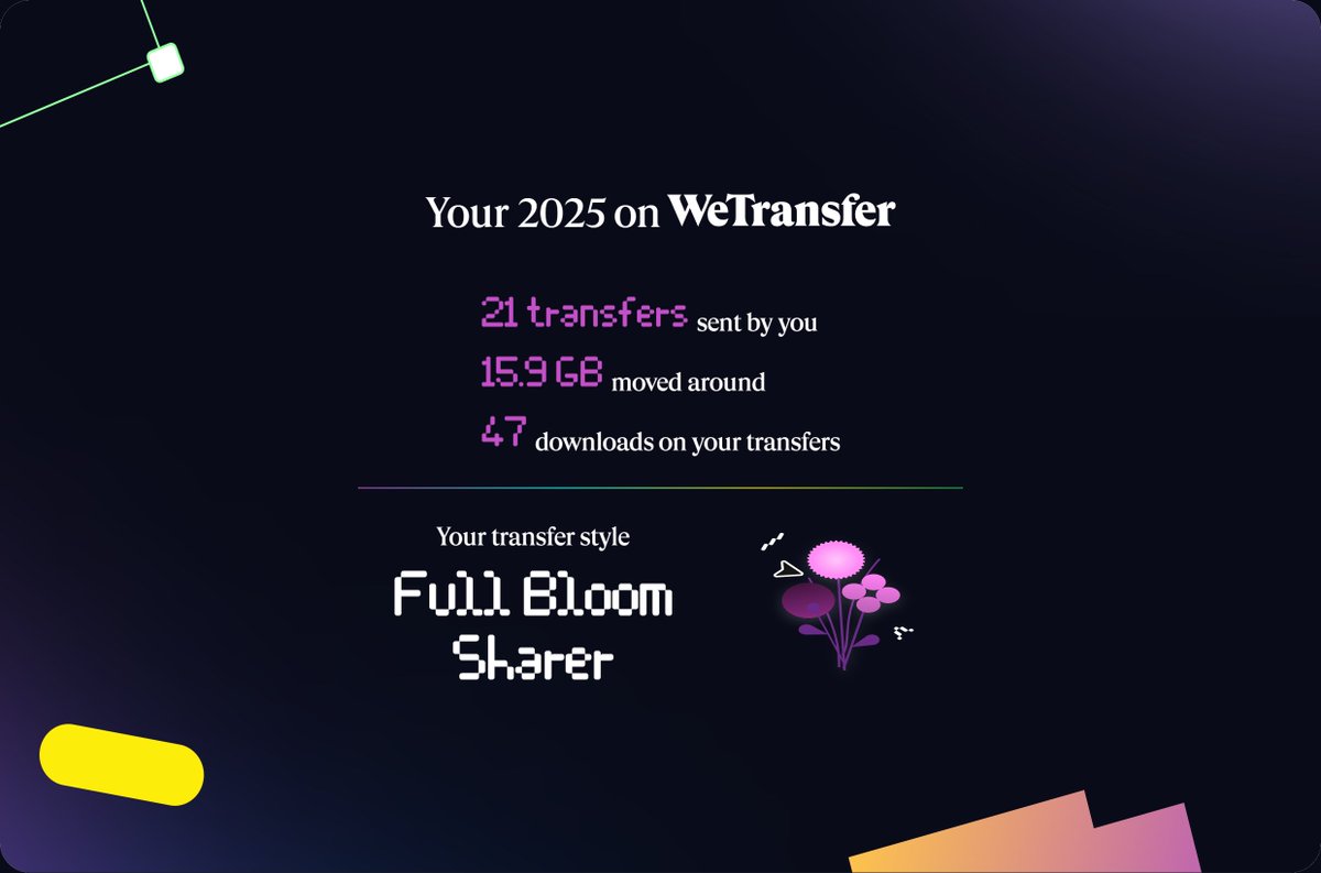 esphan's tweet image. Here's my 2025 Recap on WeTransfer.