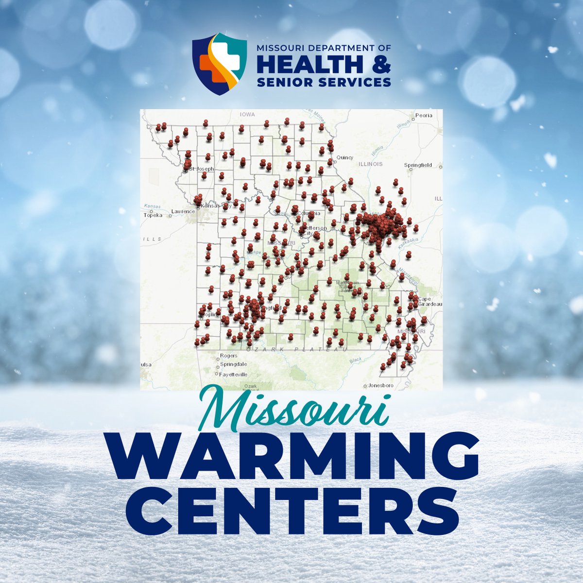 HealthyLivingMo's tweet image. ❄️Brrrr it's chilly out there! Check out our warming centers map.
🔗Health.Mo.Gov/warmingcenters.