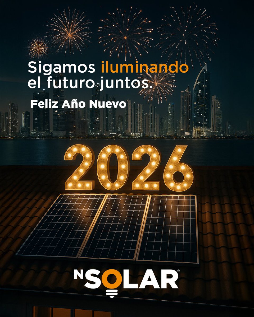 En NSolar cerramos el año agradecidos por cada instalación, cada cliente y cada sistema, que hoy genera energía limpia para Panamá.

Nuestro equipo seguirá trabajando con pasión, compromiso y propósito, por un 2026 más brillante para todos.

#NSolarPanama #AñoNuevo #Panama