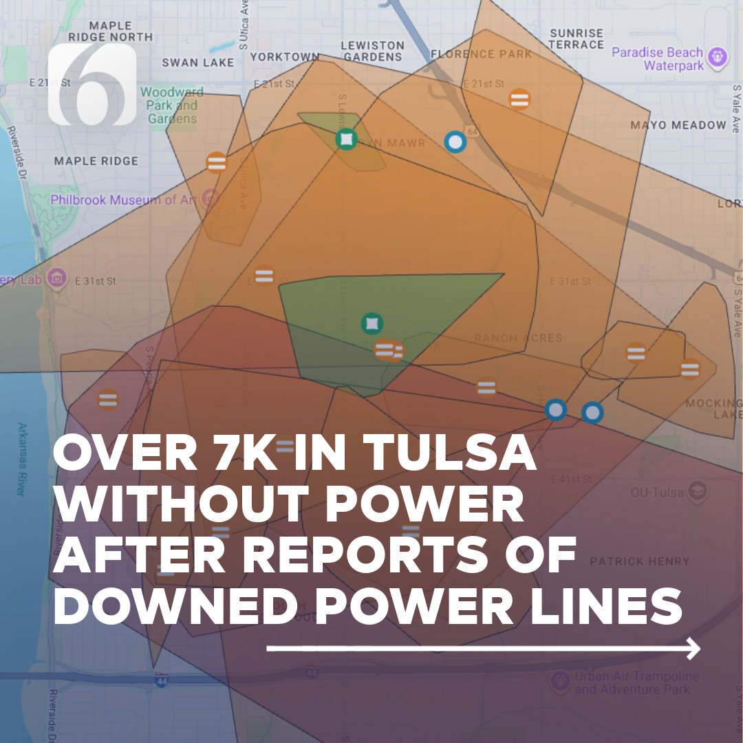 NewsOn6's tweet image. The PSO Outage Map shows thousands in Tulsa are without power after reports of multiple downed power lines and a power flash.

Get the latest in our developing story here: newson6.com/tulsa-oklahoma…