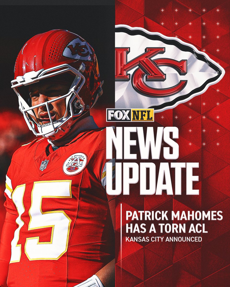 The Chiefs announced that Patrick Mahomes sustained a torn ACL in his left knee.