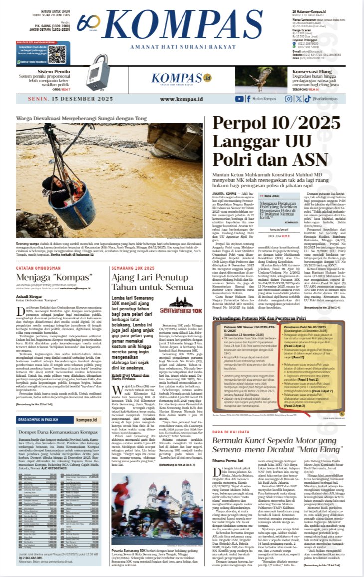 Selamat pagi Sahabat Kompas. Mantan Ketua Mahkamah Konstitusi Mahfud MD menyebut MK telah menegaskan tak ada lagi ruang hukum bagi penugasan polisi di jabatan sipil.

Baca selengkapnya di sini kompas.id/artikel/merito…

#Polhuk #Polri #AdadiKompas